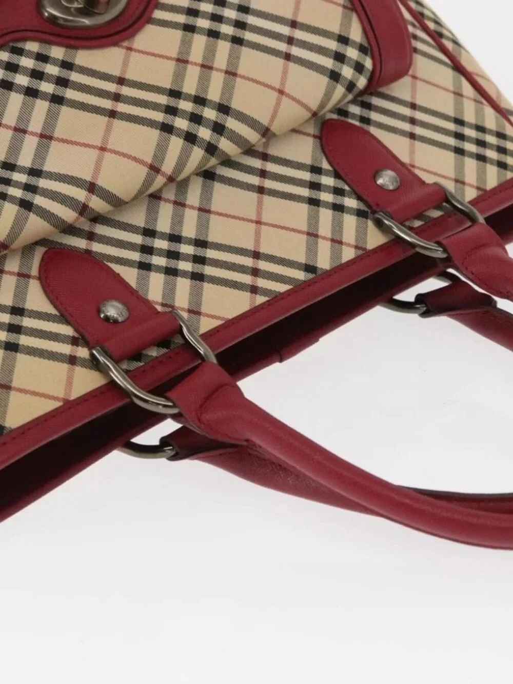 BURBERRY Nova Check Hand Bag Canvas Beige Auth - Picture 6 of 16